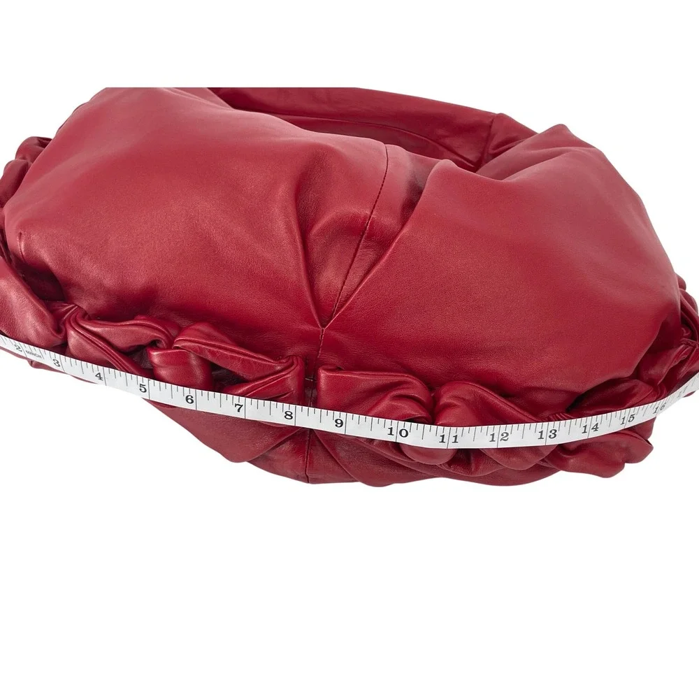 Elie Tahari Red‎ Leather Hobo Bag Slouchy Ruched Soft Shoulder Purse Handbag